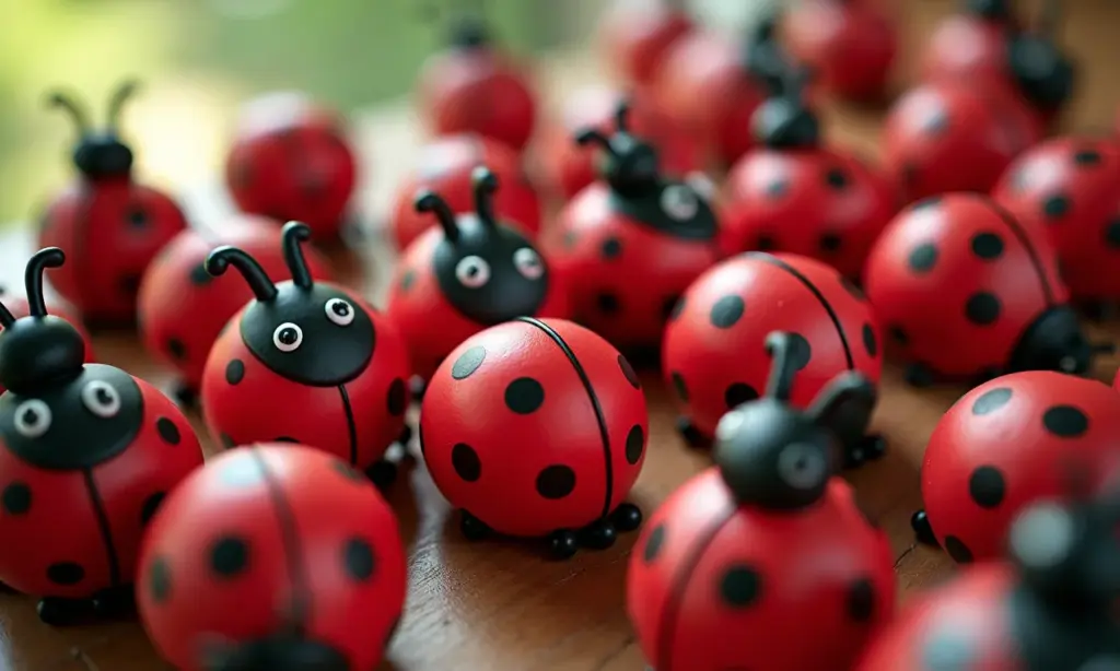 Exposição de lembrancinhas de aniversário da Ladybug.