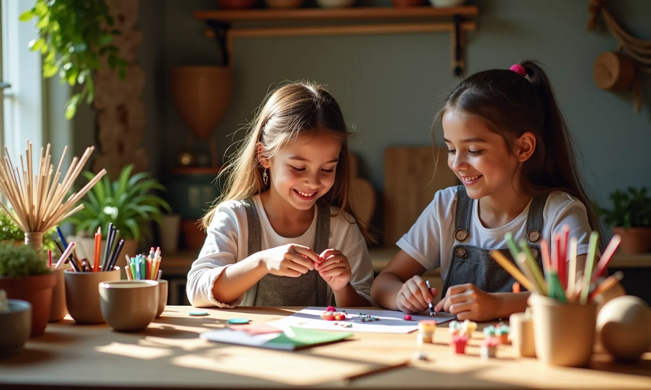 Família se divertindo ao criar decorações da Galinha Pintadinha.