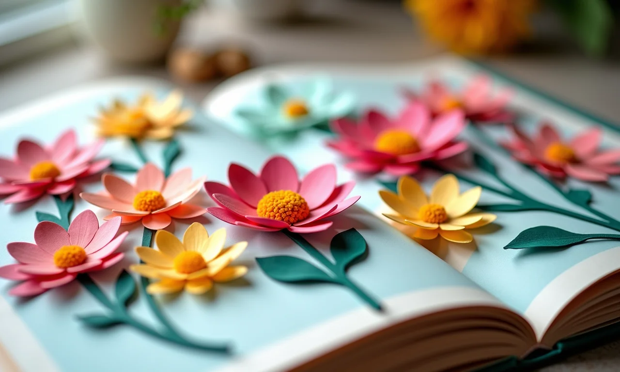 Flores de papel para scrapbooking.