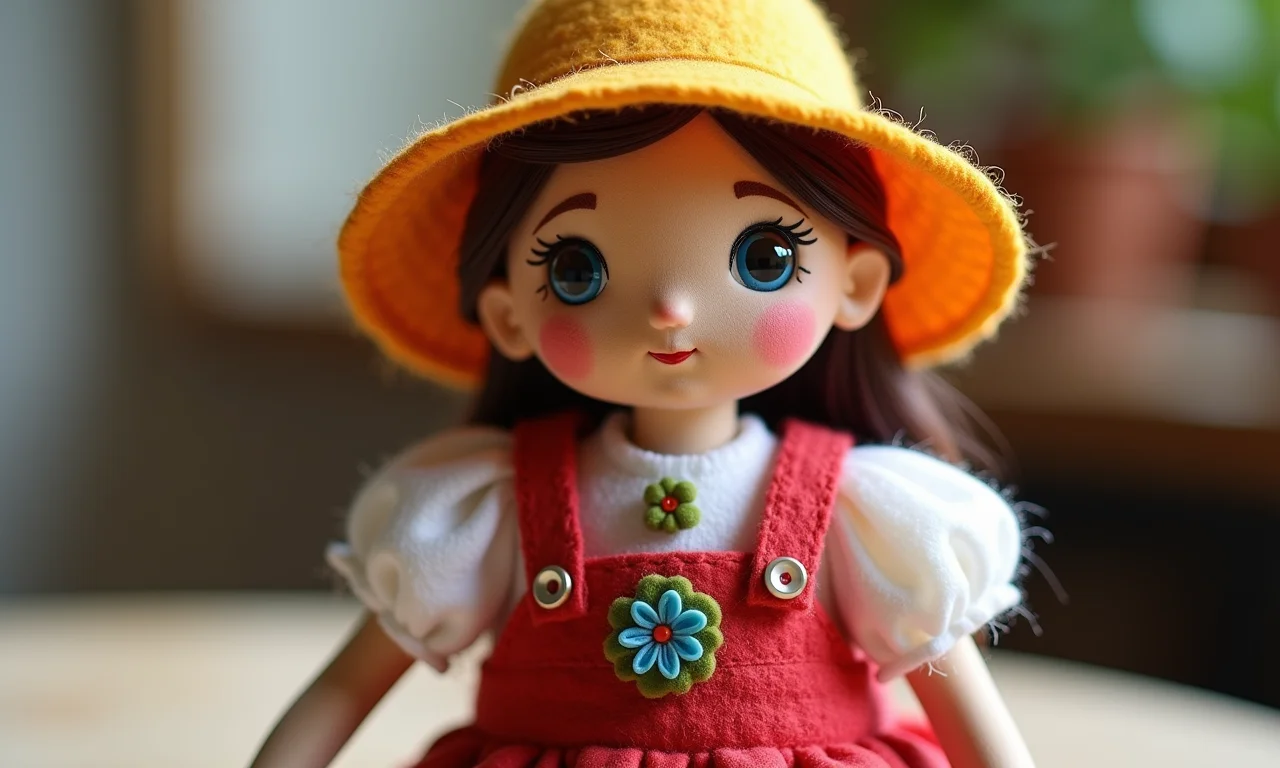 Galinha Pintadinha de feltro com botões e enfeites.