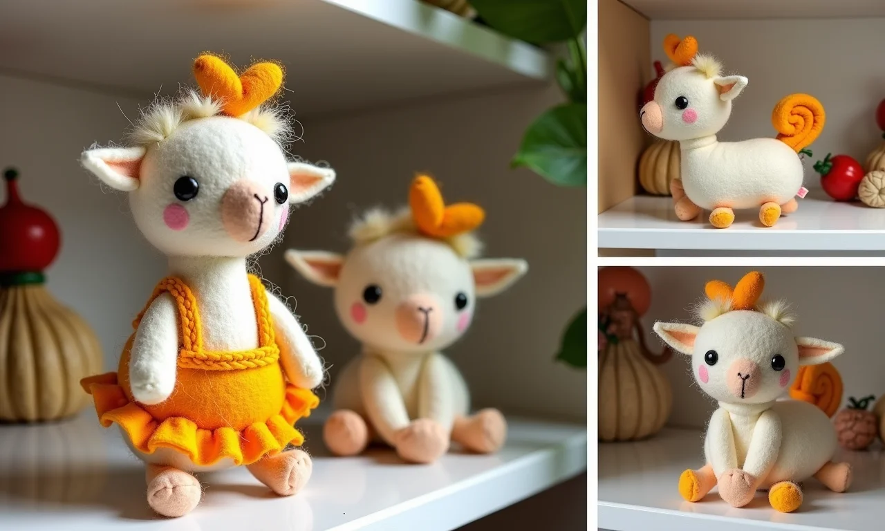 Galinha Pintadinha de feltro em diferentes usos decorativos.