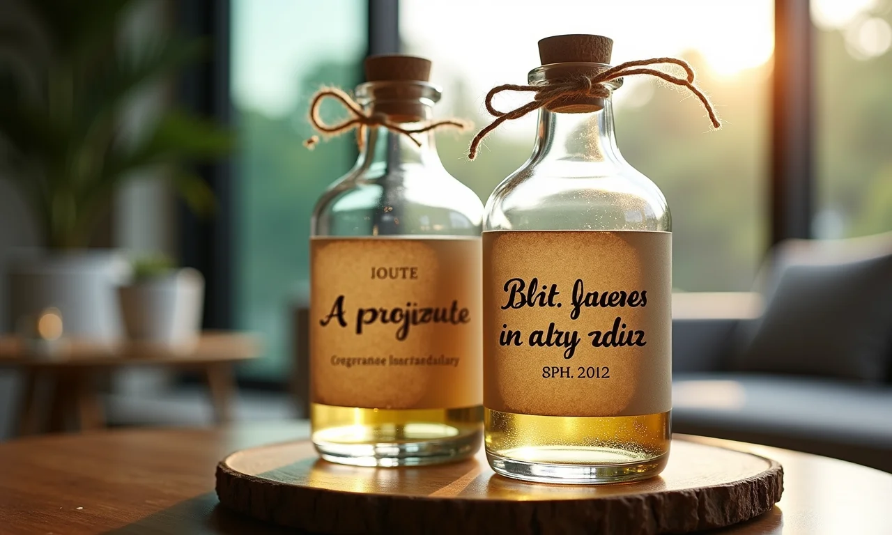 Garrafas com mensagens personalizadas feitas com barbante.