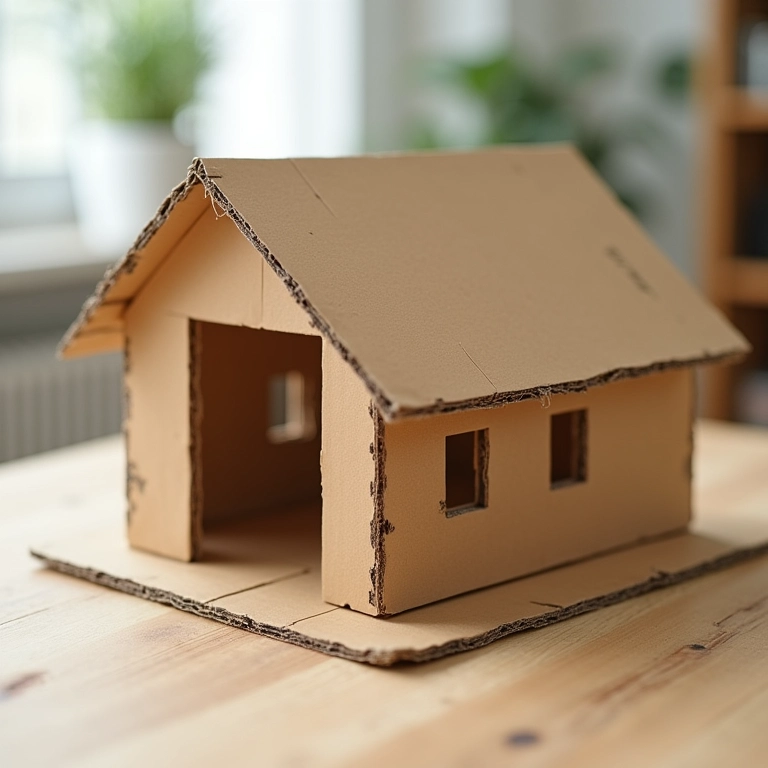 Guia passo a passo para construir uma casinha de papelão.