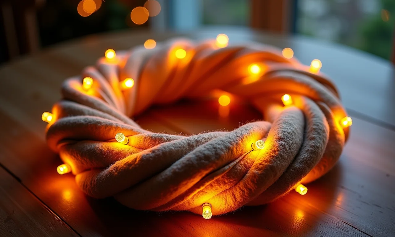 Guirlanda de feltro com luzes de Natal.