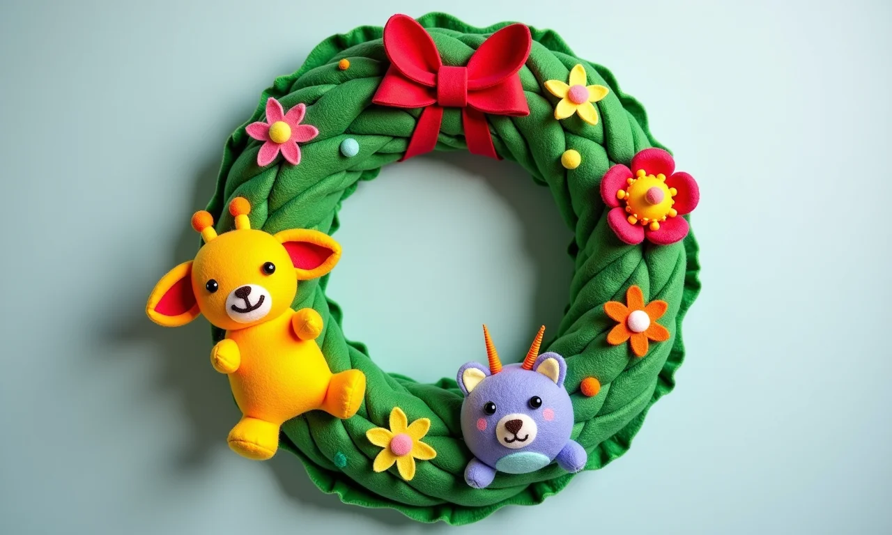 Guirlanda de feltro com tema lúdico e divertido.