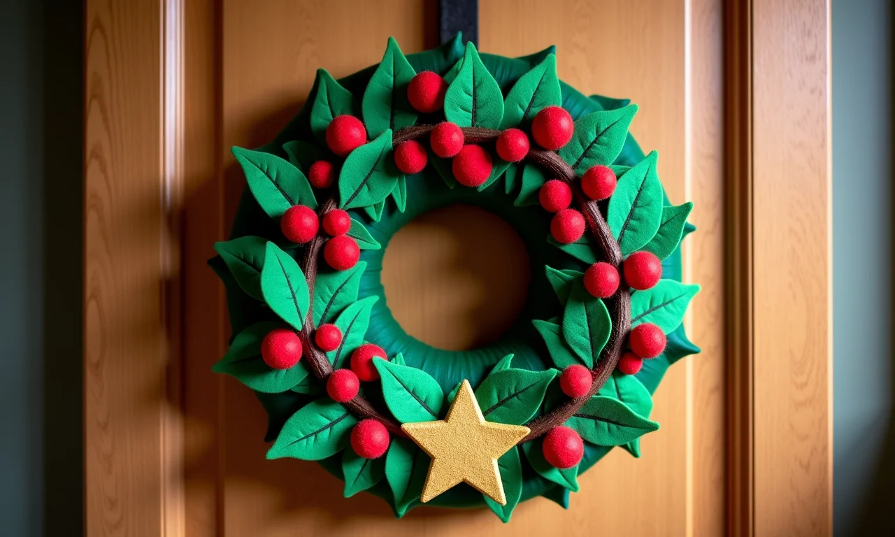 Guirlanda de feltro com tema natalino tradicional.