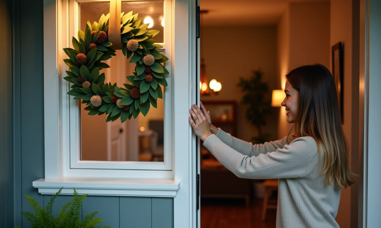 Guirlanda de feltro na porta de entrada.