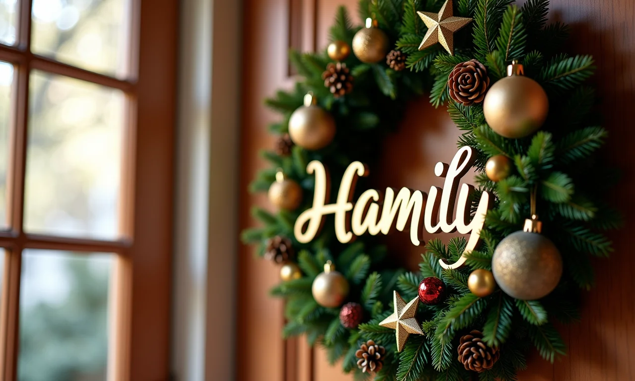 Guirlanda de Natal personalizada com nome da família.