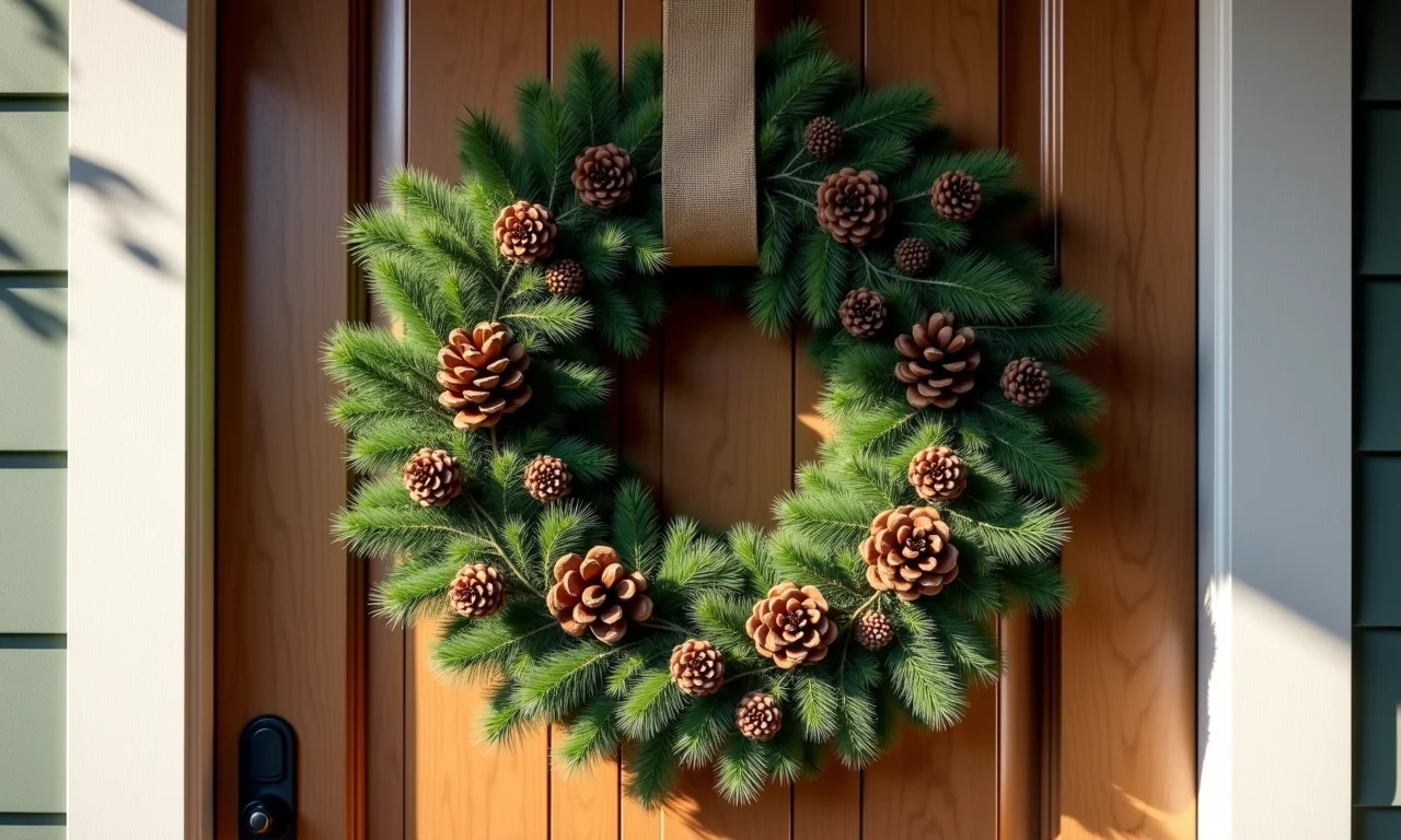 Guirlanda de Natal rústica feita com materiais naturais.