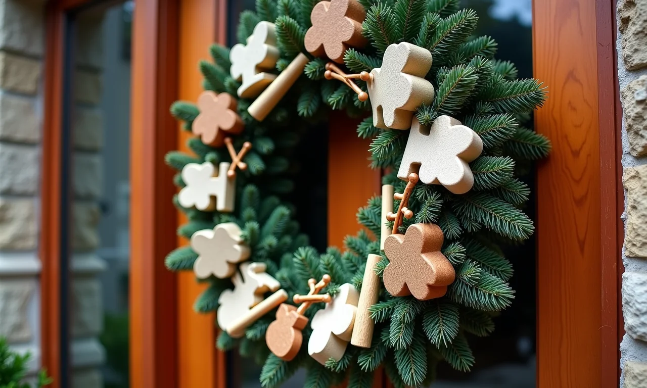 Guirlanda de Natal temática com notas musicais.