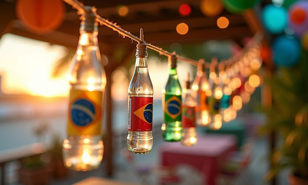Guirlandas temáticas para festas feitas com garrafas PET.