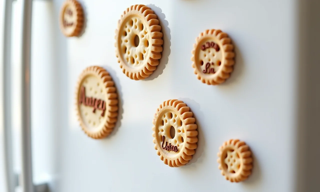 Imãs de geladeira personalizados em biscuit para lembrancinha.