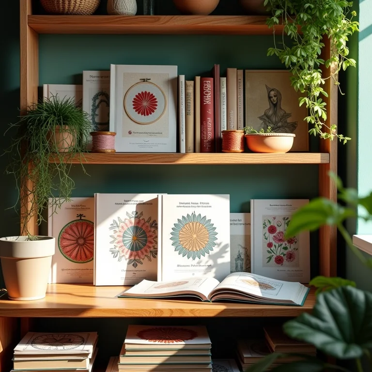 Inspiração e materiais para seus bordados: livros, revistas e internet.