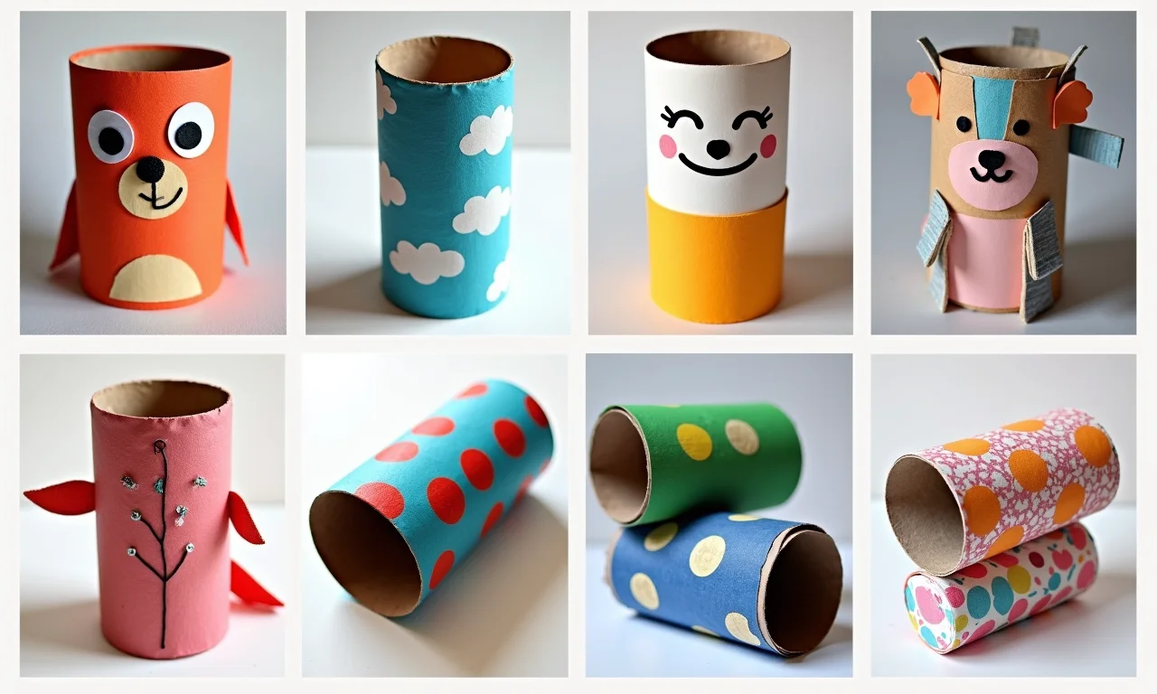 Inspirações para pintar com rolo de papel higiênico.