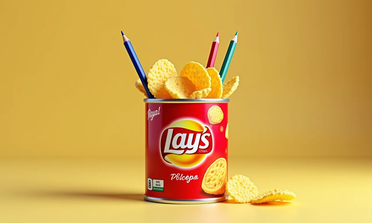 Interface de mídia social mostrando alguém compartilhando foto de seu porta-lápis de lata.