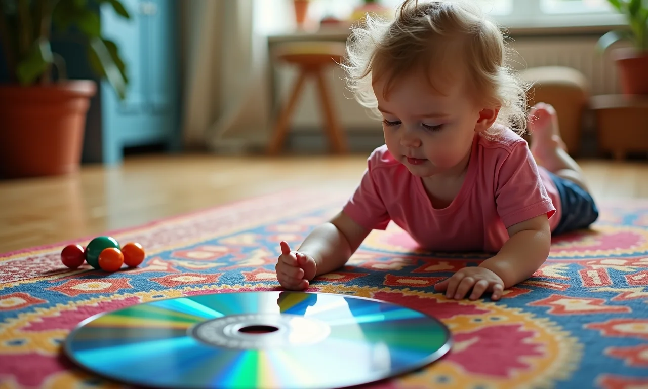 Jogo infantil feito com mosaico de CDs reciclados.