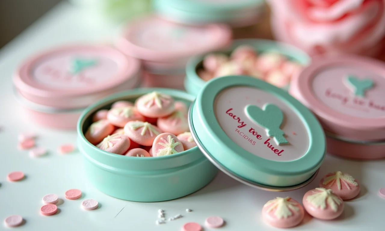 Latinhas Mint to Be com confetes de chocolate.
