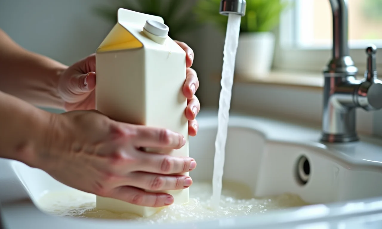 Lavando caixas de leite para usar em lembrancinhas.