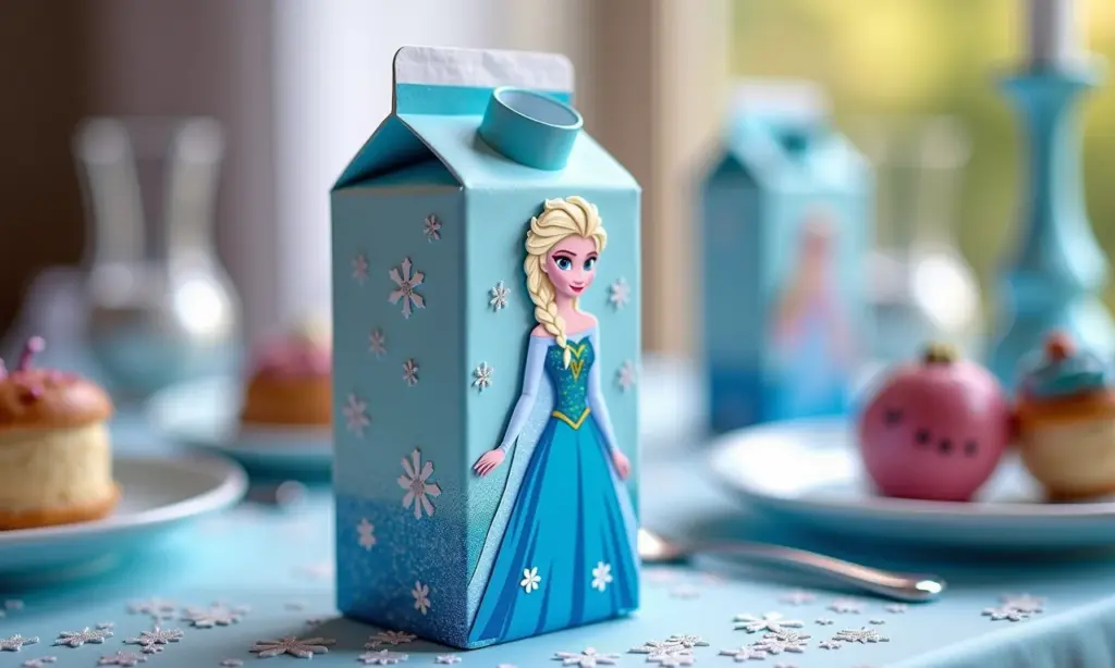 Lembrancinha da Frozen com caixa de leite: (PAP) Lembrancinha da Frozen feita com caixa de leite decorada.