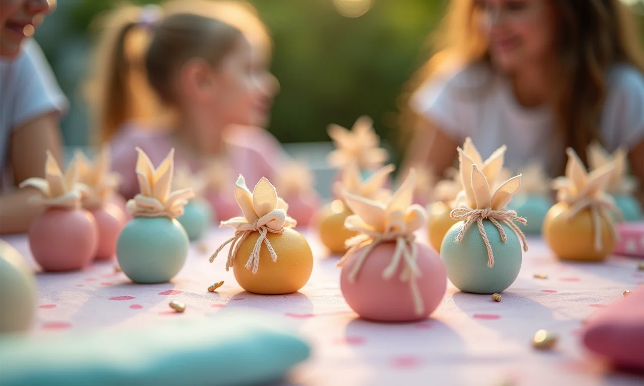 Lembrancinhas como enfeites de mesa, unindo utilidade e beleza.