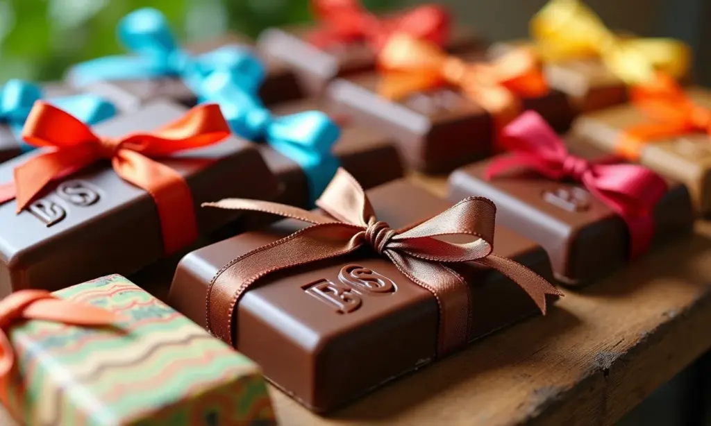 Boas-vindas com Bis: Lembrancinha fácil Lembrancinhas de Bis decoradas com fitas coloridas.