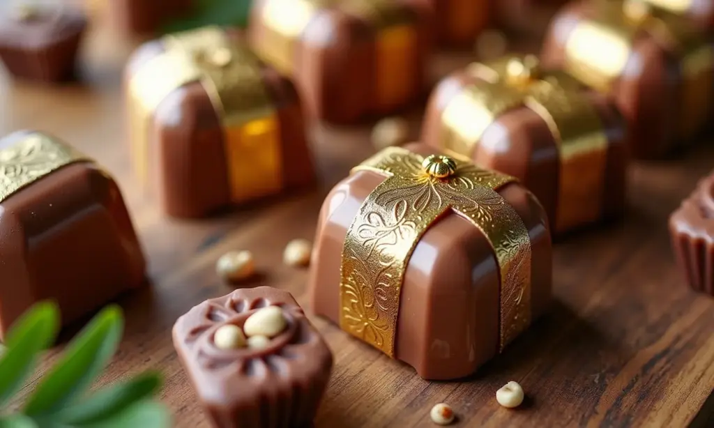 Lembrancinha com bombom Ouro Branco: Ideias Lembrancinhas de bombom Ouro Branco elegantemente embrulhadas para festa.