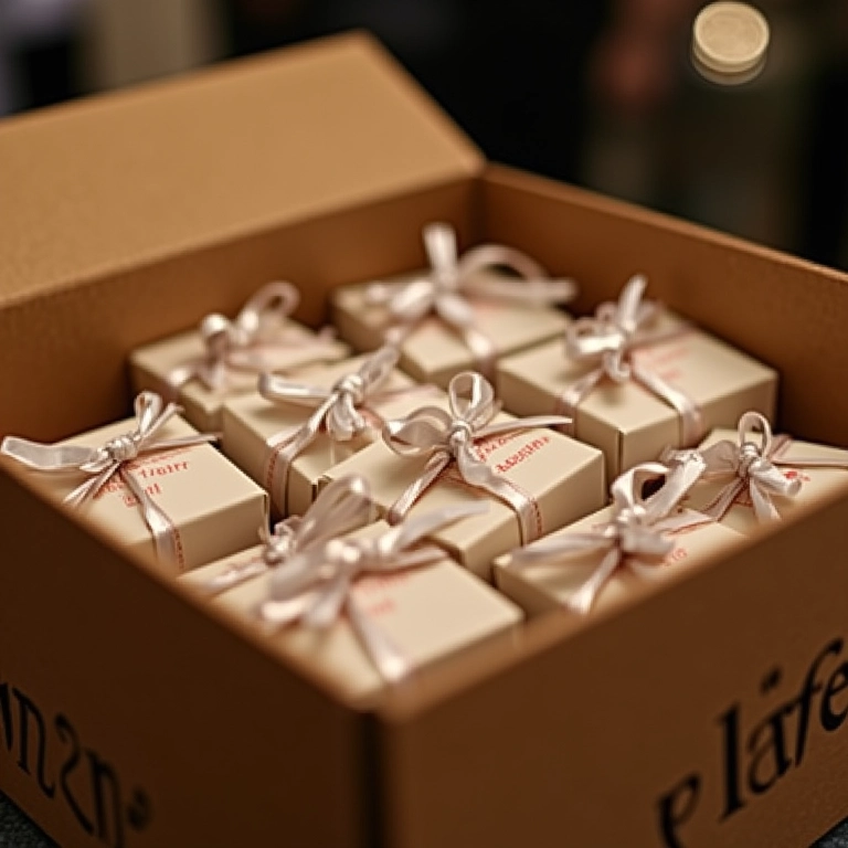 Lembrancinhas de casamento que sobraram após a festa.