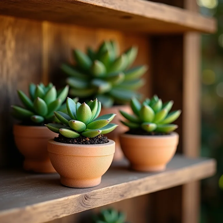 Lembrancinhas de casamento sustentáveis: suculentas em vasos pequenos.