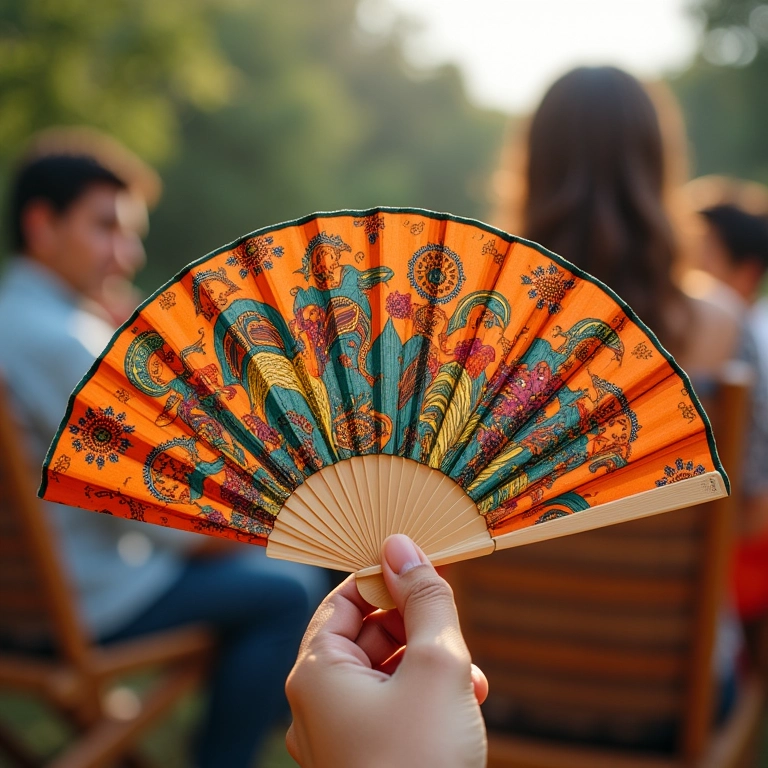 Leques personalizados para casamentos ao ar livre.