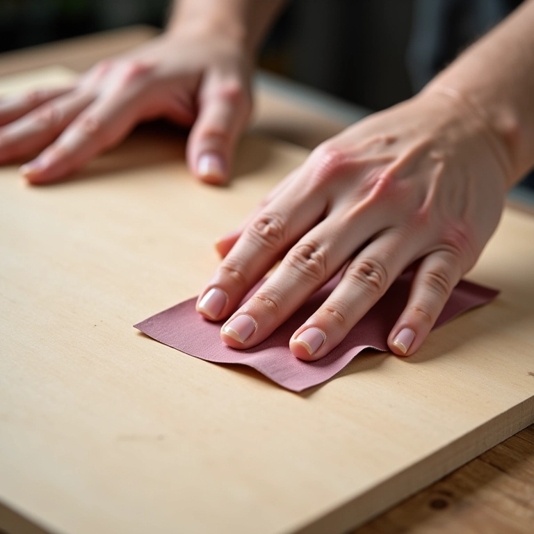 Lixando MDF antes da pintura para melhor aderência.