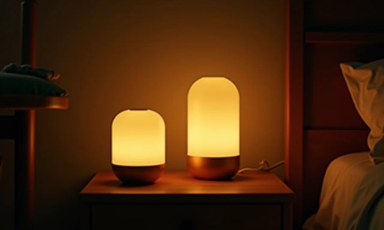 Luminárias artesanais iluminando um quarto aconchegante.