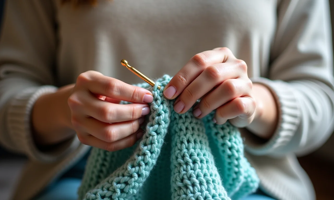 Mãos canhotas demonstrando pontos básicos de crochê.