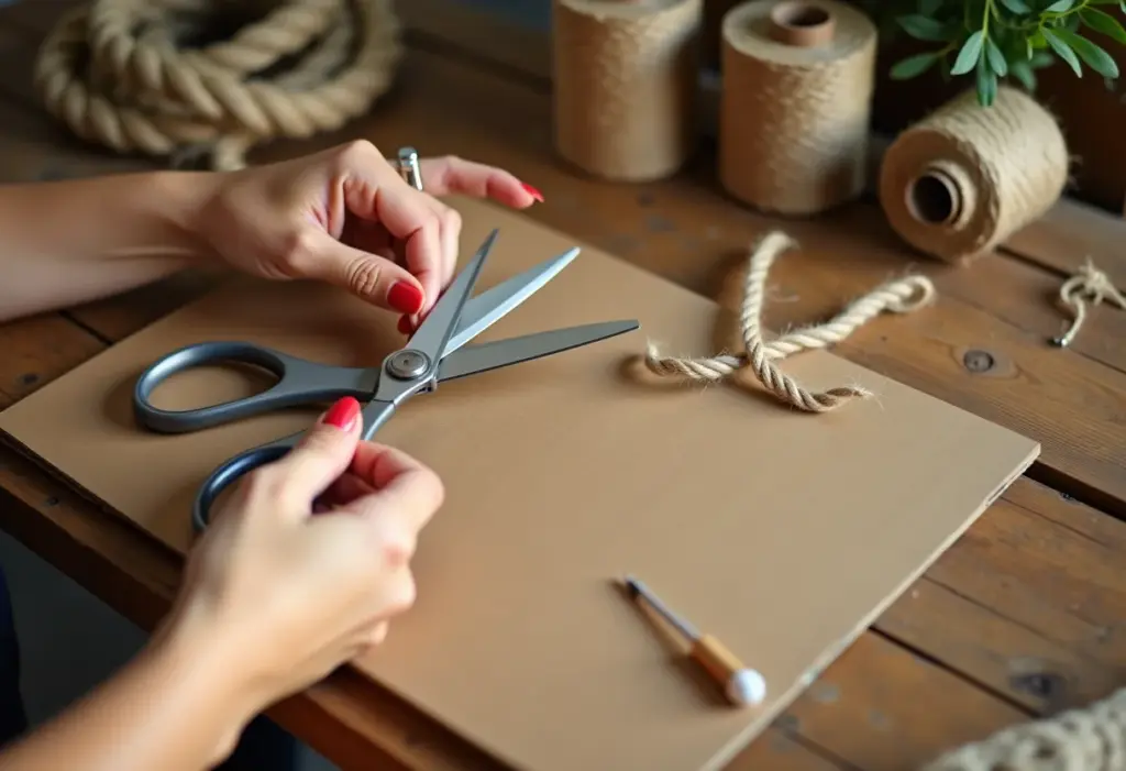 Natal Sustentável: Ideias de artesanato reciclado LINDAS e fáceis! Mãos criando artesanato de Natal com papelão reciclado
