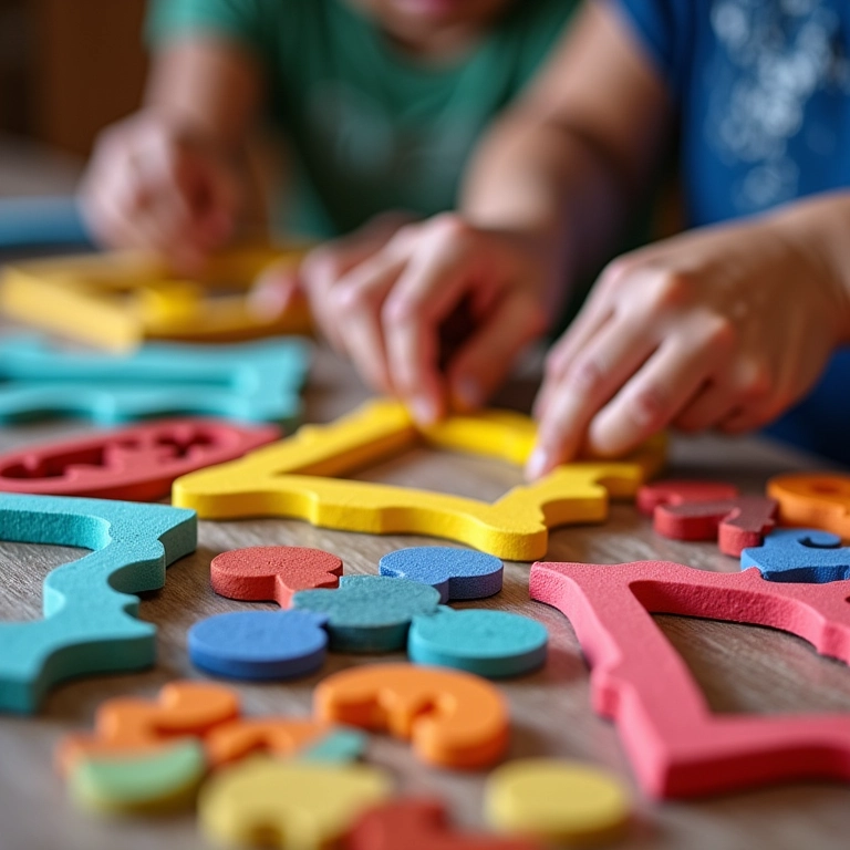 Porta-retrato de EVA: como fazer passo a passo Mãos criando porta-retratos de EVA coloridos, celebrando a alegria de presentes personalizados.