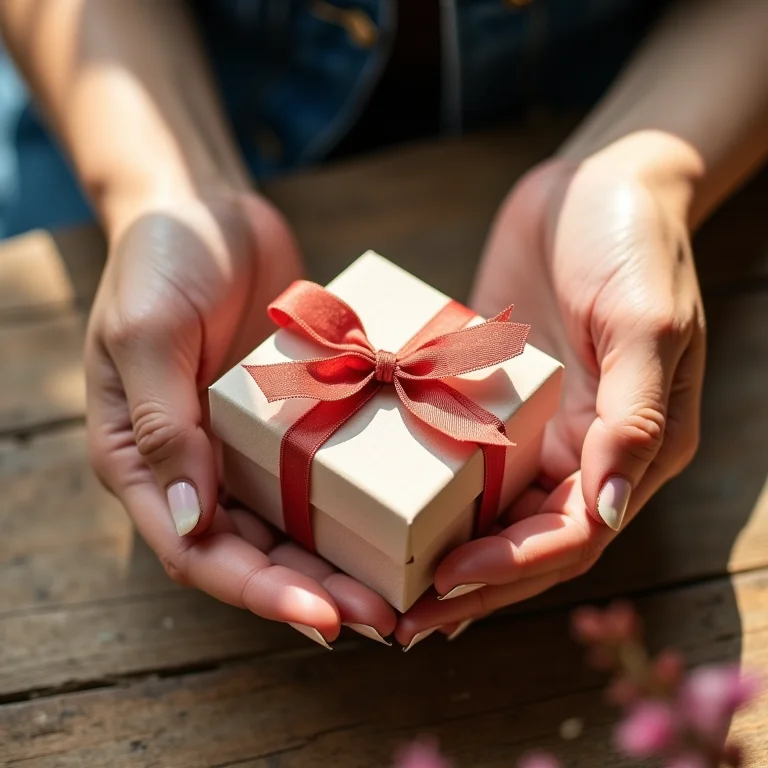 Mãos femininas amarrando fita em lembrancinha de formatura