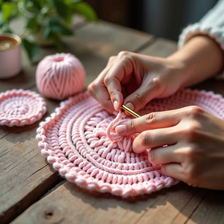 Mãos habilidosas crocheted sousplat de Páscoa