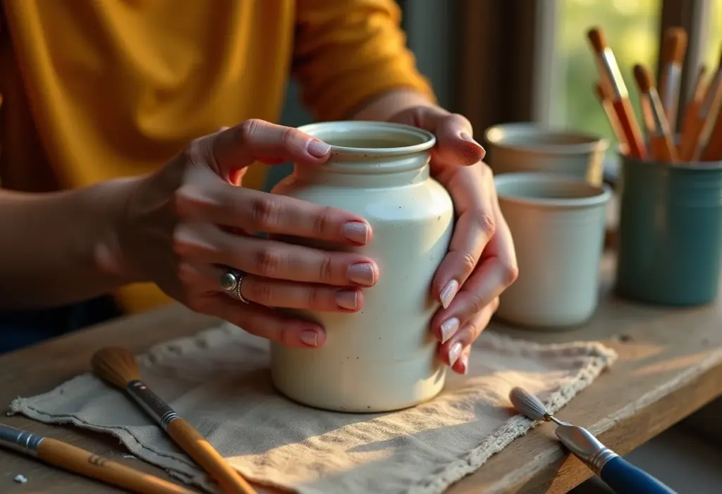 Decoração com lata de leite: Ideias LINDAS e fáceis para sua festa Mãos lixando lata de leite para artesanato