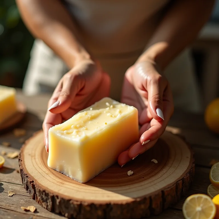 Mãos moldando sabonetes artesanais aromáticos para lembrancinha de casamento.