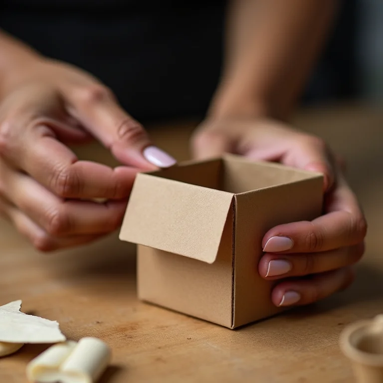 Mãos montando lembrancinha DIY para formatura