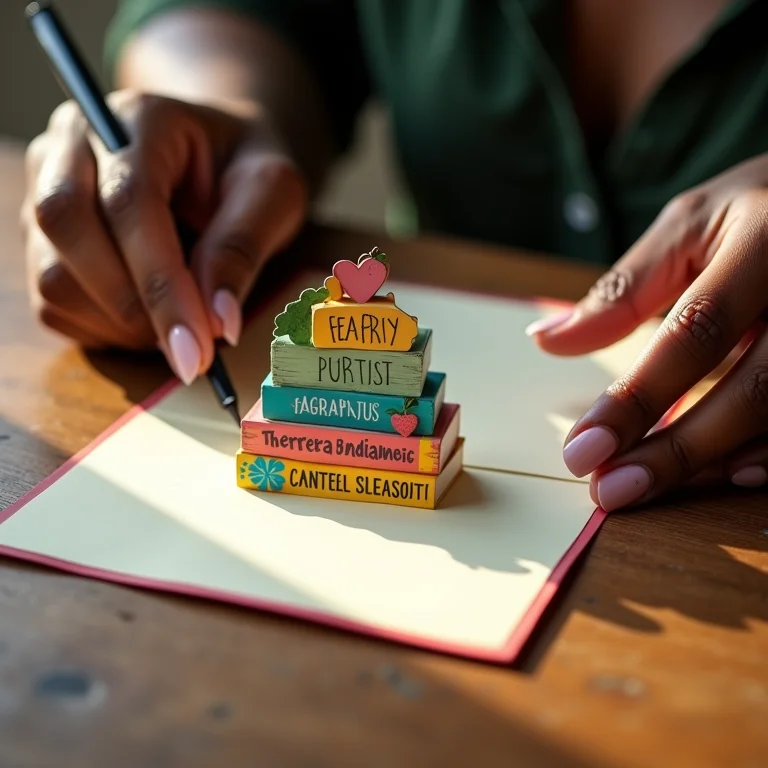 Mãos montando um cartão pop-up temático para o dia do professor