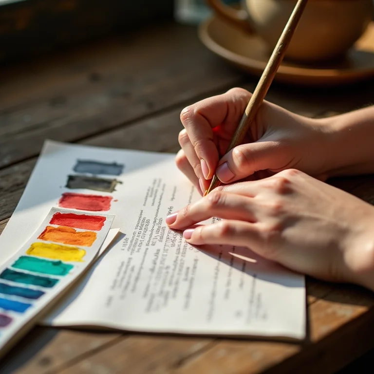Mãos pintando um marcador de página personalizado