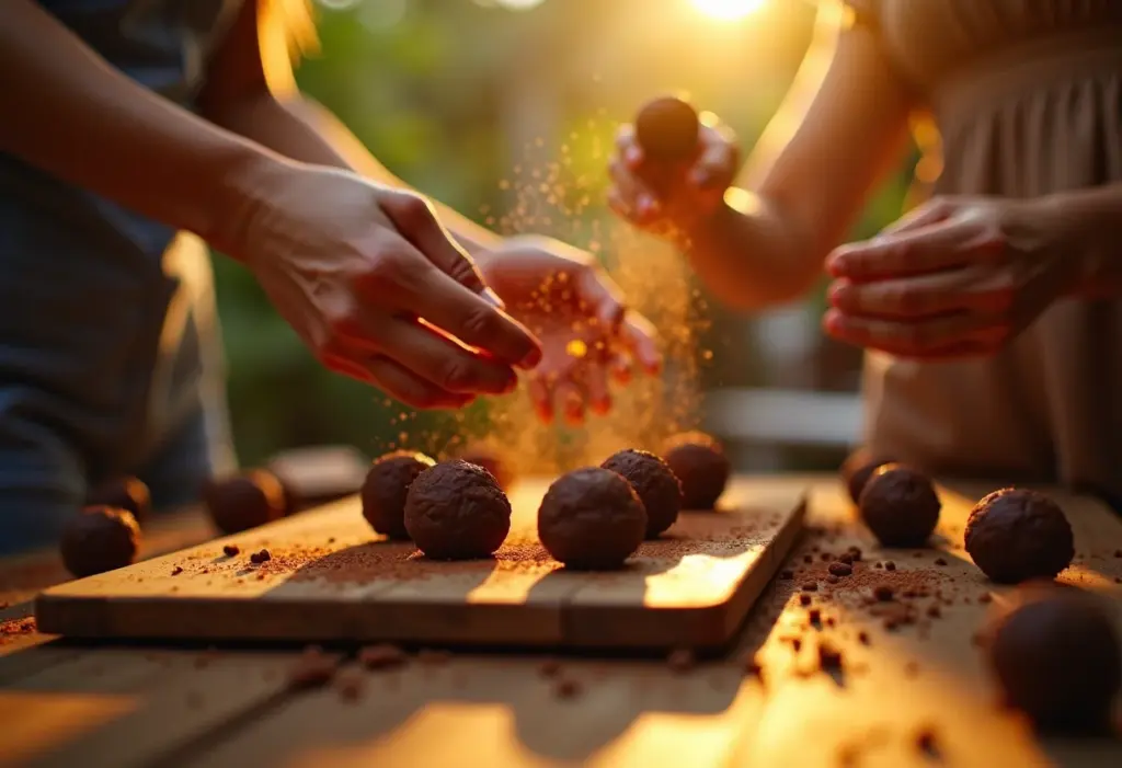 Lembrancinhas de casamento fáceis: Ideias LINDAS e lucrativas! Mãos preparando brigadeiros gourmet para lembrancinha de casamento