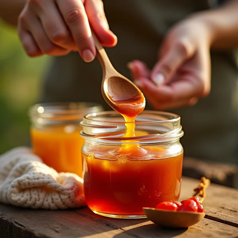 Mãos preparando compota caseira para lembrancinha de casamento
