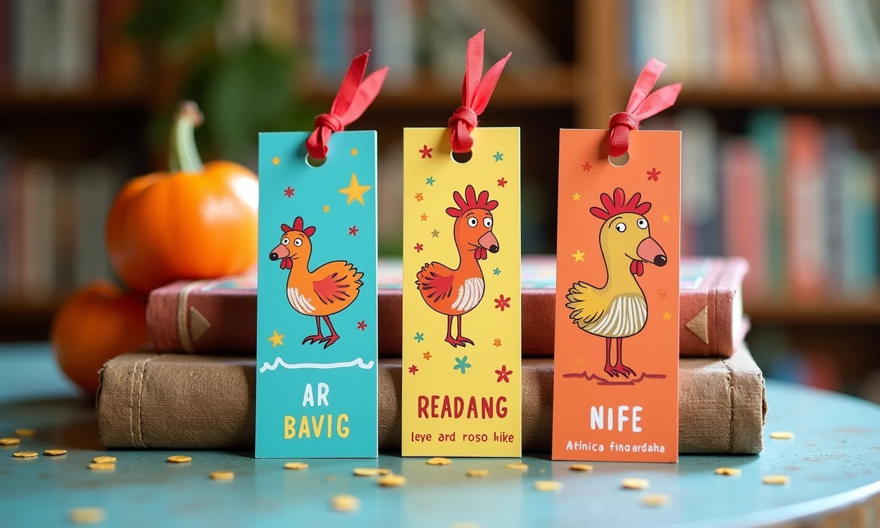 Marca-páginas temáticos da Galinha Pintadinha.