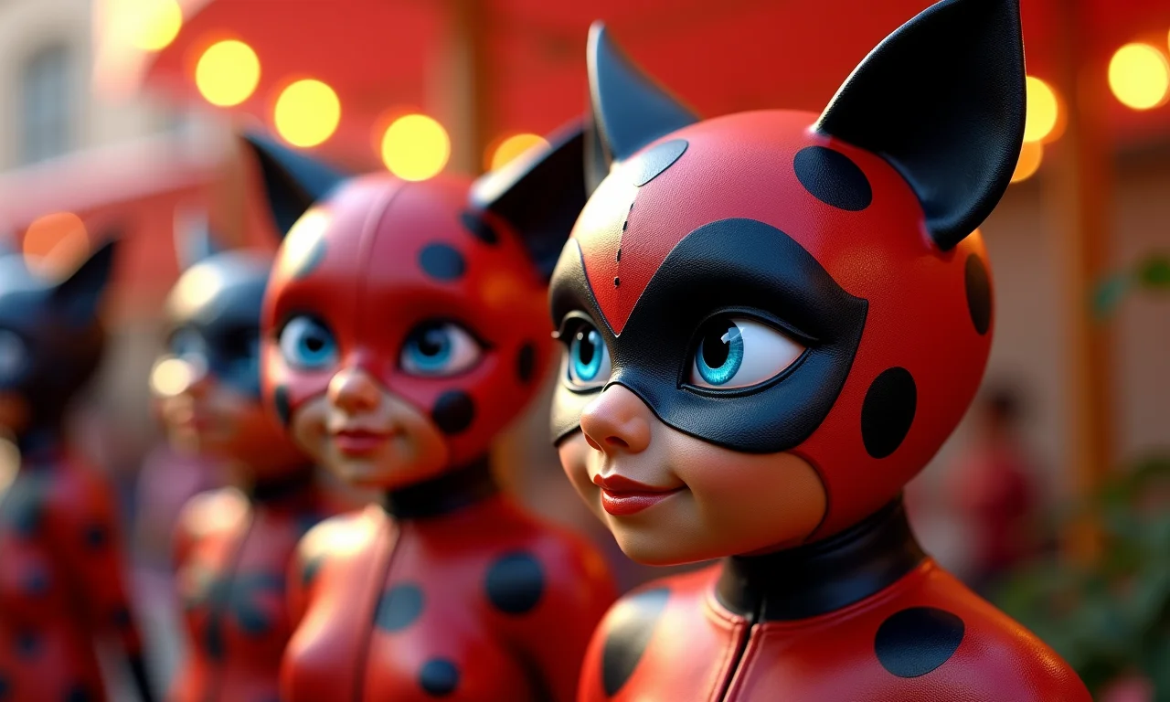 Máscaras da Ladybug e Cat Noir para lembrancinhas.