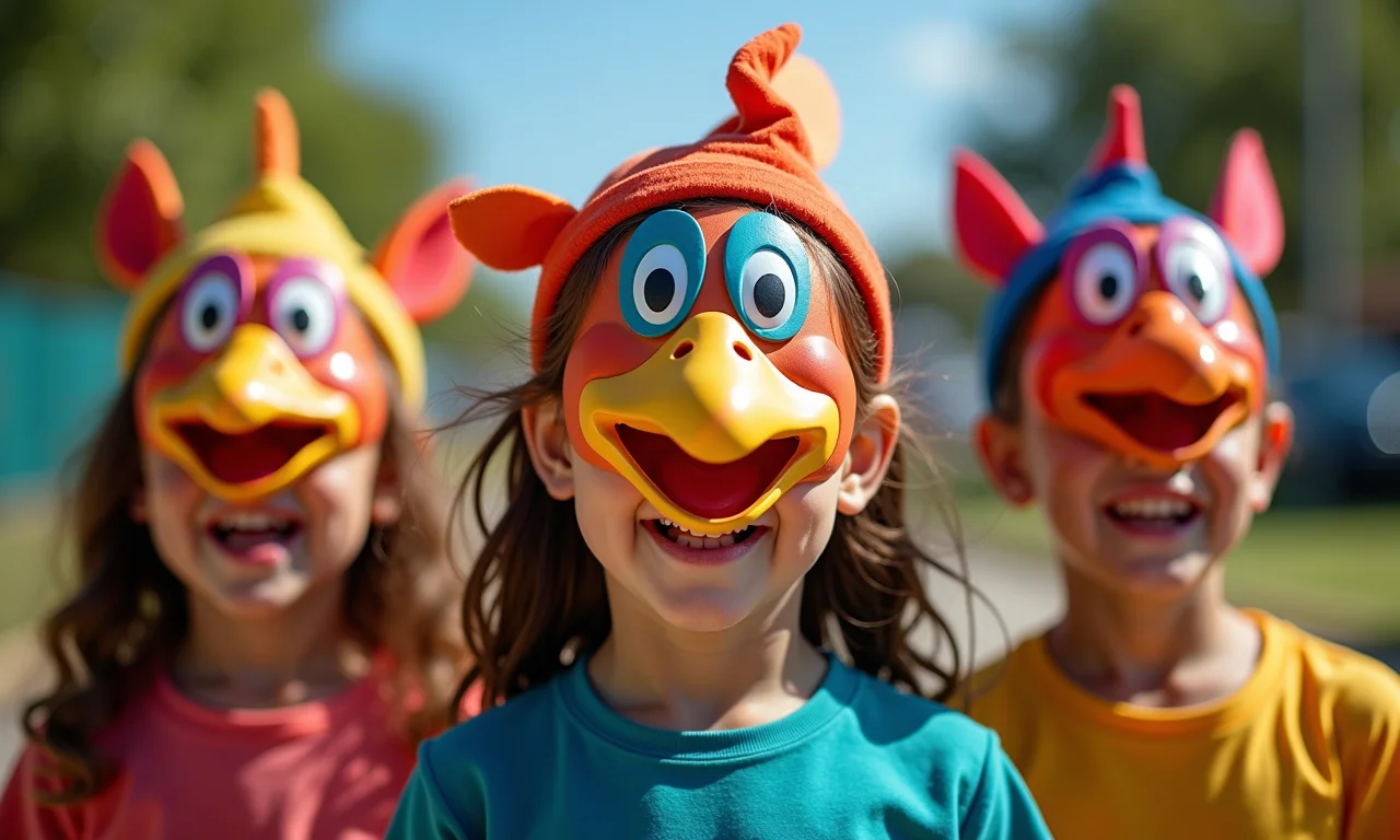 Máscaras dos personagens da Galinha Pintadinha.
