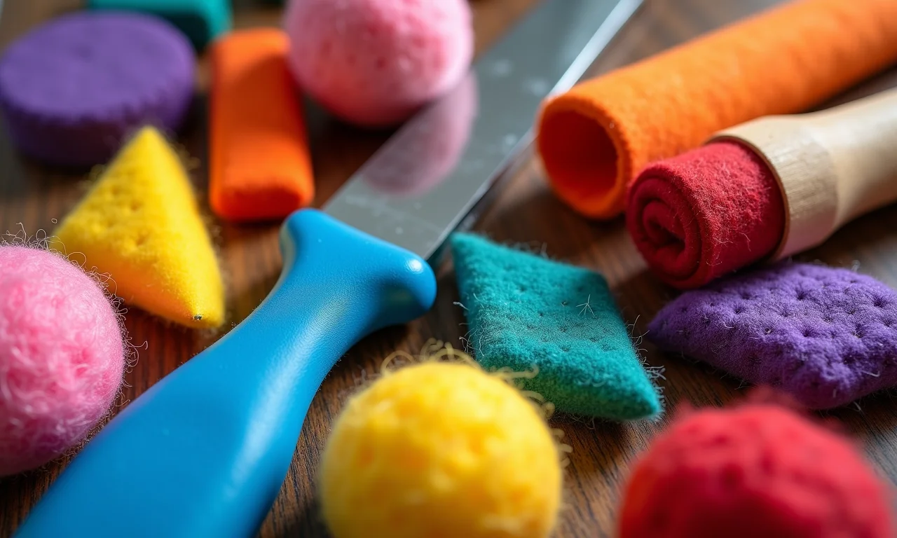 Materiais básicos para criar uma guirlanda de feltro.