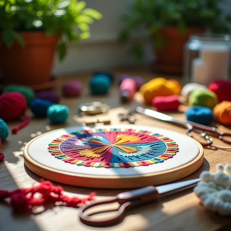 Materiais essenciais para bordar: linhas, agulhas, tesoura e bastidor.