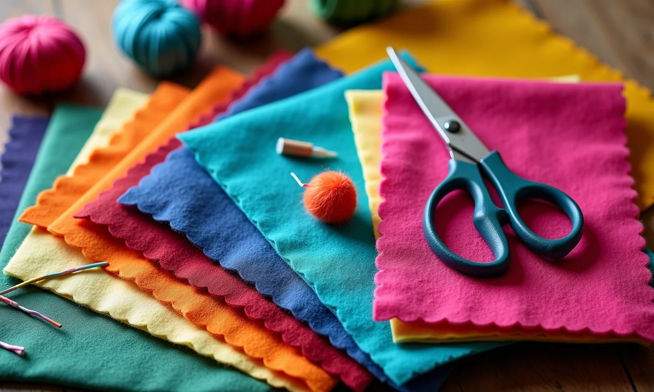 Materiais para fazer Galinha Pintadinha de feltro organizados.