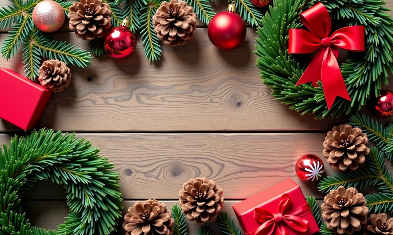 Materiais para fazer uma guirlanda de Natal DIY.